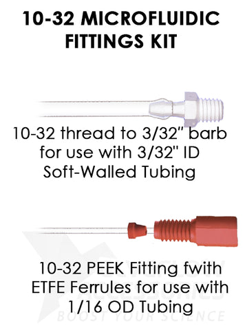 10-32 Microfluidic fittings kit (1/16 OD – 3/32 ID)