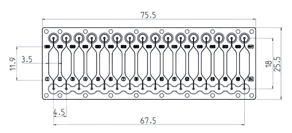 Dimensions of the chamber chip with pipetting interface
