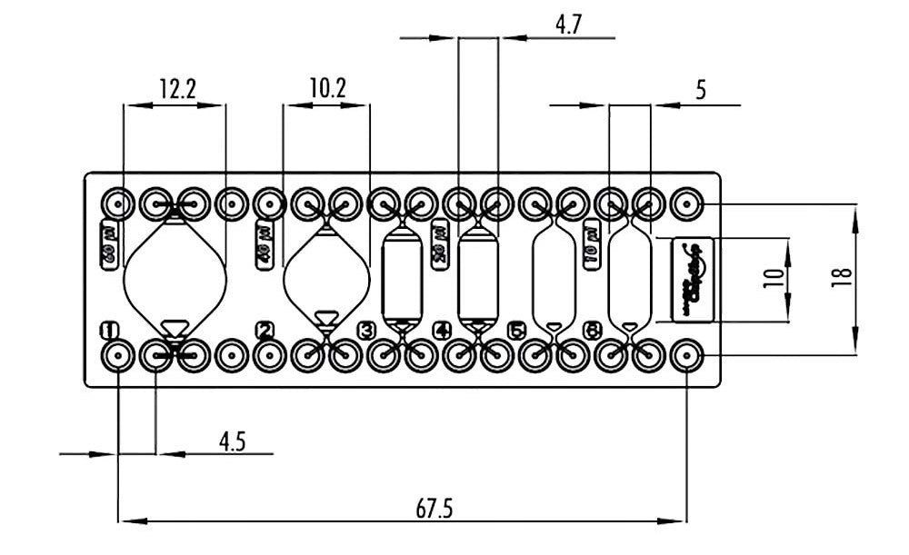 Dimensions of the reaction chip with different chamber volumes