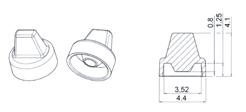 Details and dimensions of the female mini Luer caps