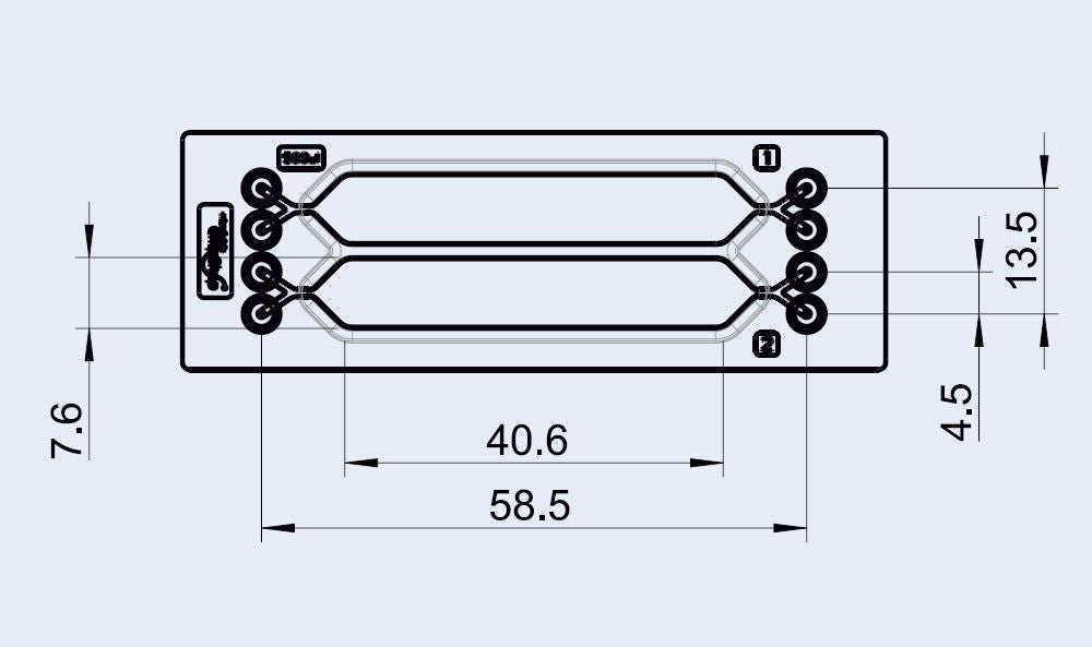 Dimensions of the 500 µL rhombic chamber chip