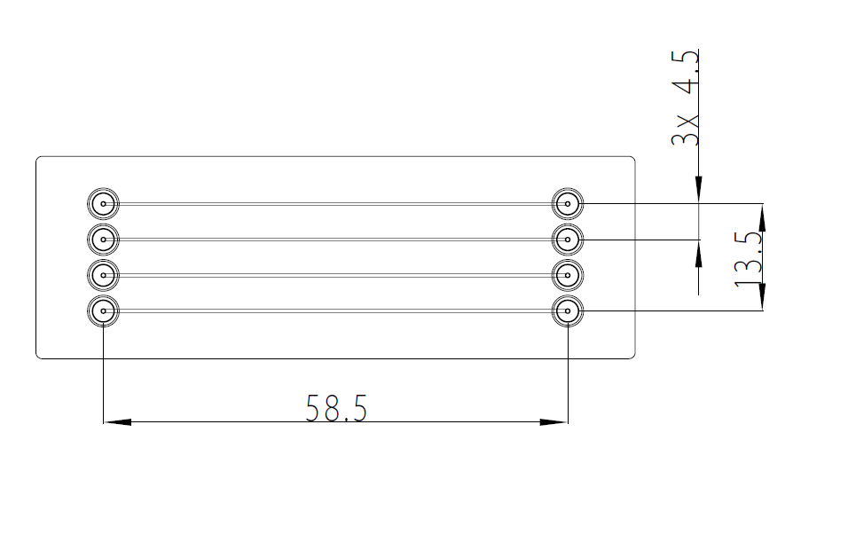 Dimensions of the 4 straight channels chip