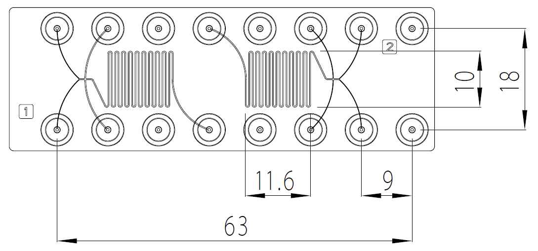 Dimensions of the passive diffusion mixer chip