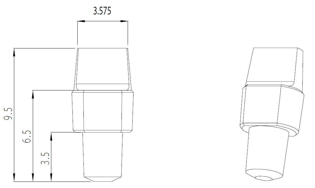 Dimensions of the male mini Luer plugs