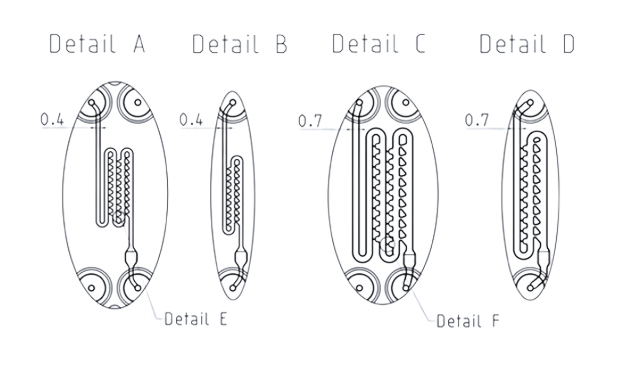 Dimensions of the spheroid chip