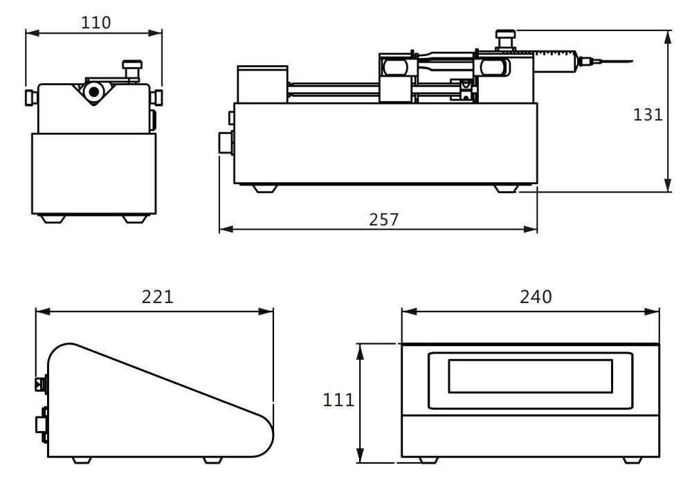 SPC/ZU-I Split Syringe Pump Dimensions