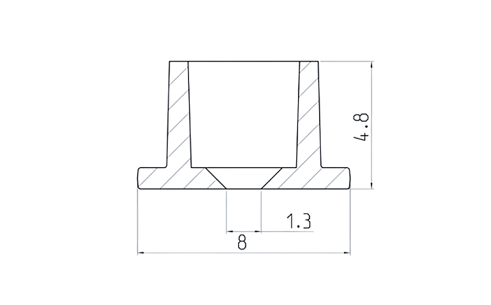 Dimensions of the Luer Lock chip connection ports with wide base