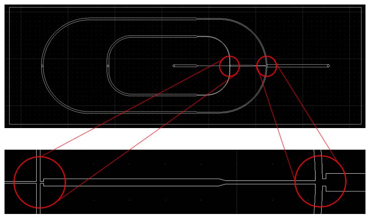 Design of the T-27 droplet generator and zoom on the nozzles