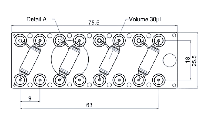 Dimensions of the trapping chamber chip