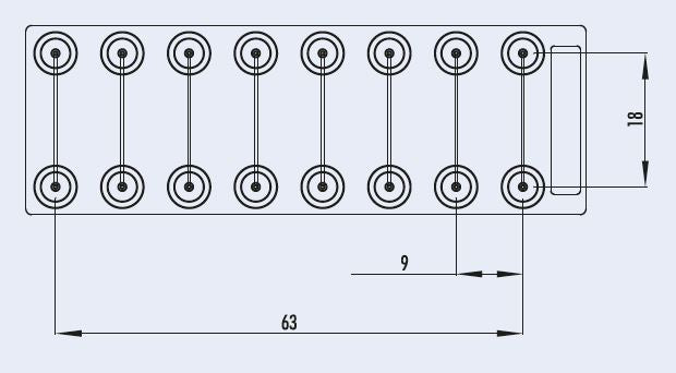 Dimensions of the 8 straight channels chip