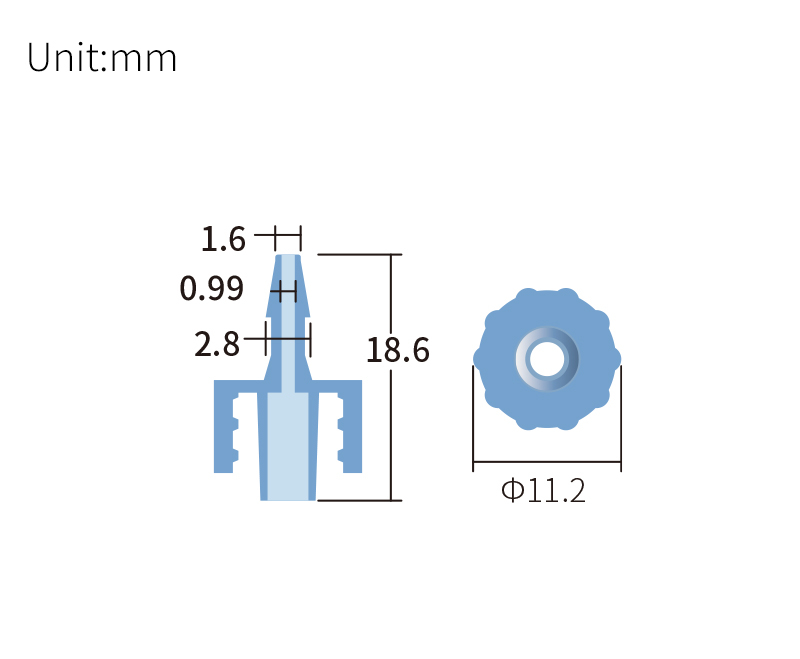 technical drawing of Male Luer to Barbed Adapter (10-pack) - PP AD-027