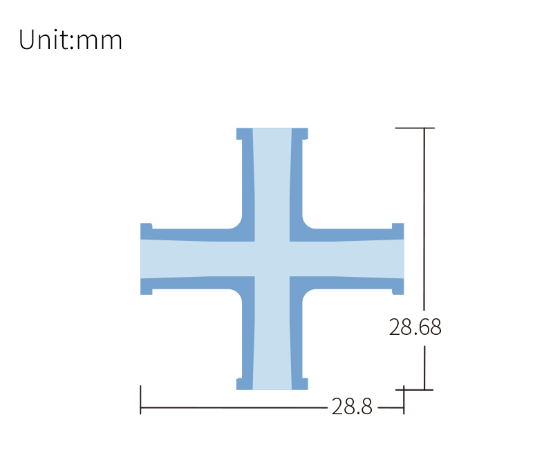 technical drawing of Luer cross adapter (pack of 10) - PP AD-031