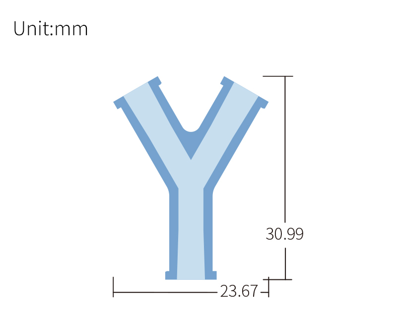 technical drawing of Luer Y adapter (pack of 10) - PP AD-032
