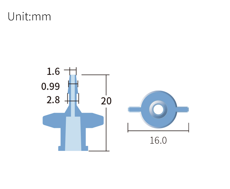 technical drawing of Female Luer to Barbed Adapter (10-pack) - PP AD-039