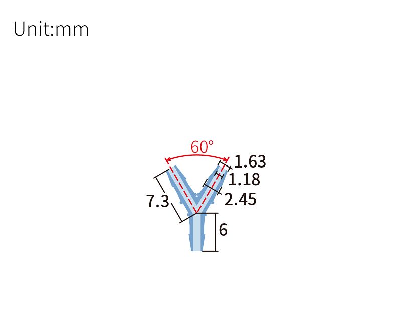 technical drawing of Y barbed connector (pack of 10) - PP BB-004