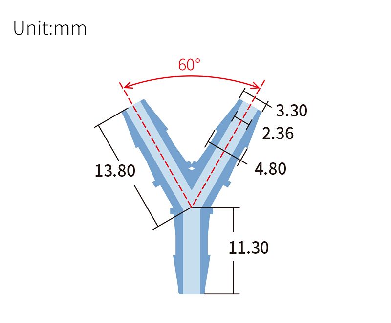 technical drawing of Y barbed connector (pack of 10) - PP BB-006