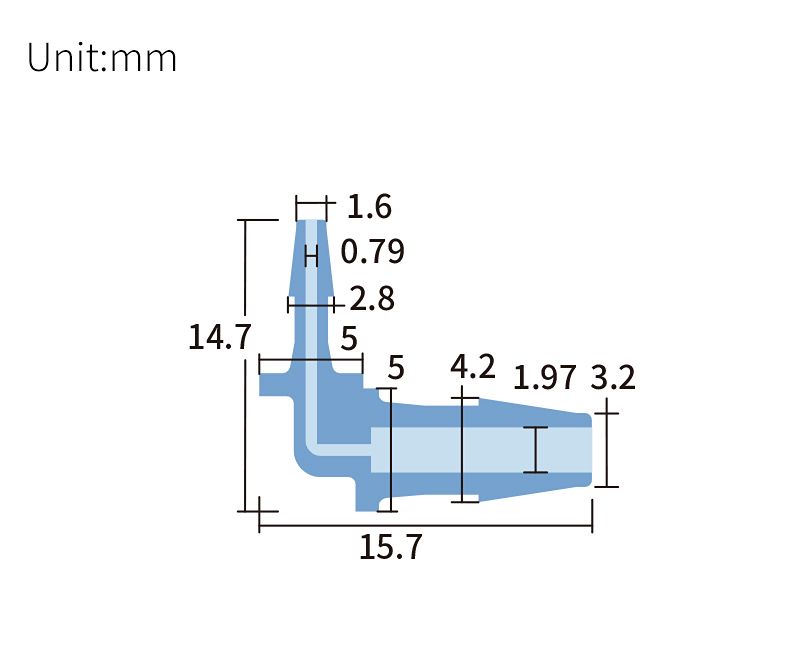 technical drawing of PP L-type Reducing Union BB-017