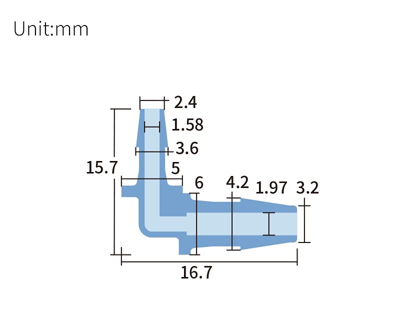 technical drawing of PP L-type Reducing Union BB-018