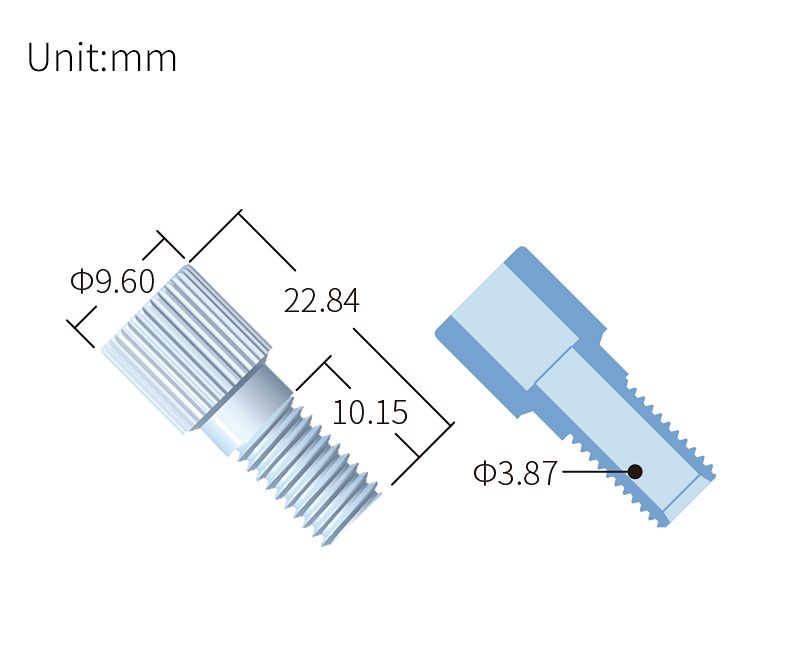 technical drawing of Flangeless Nut 1/4-28 (pack of 10) - PP NU-003