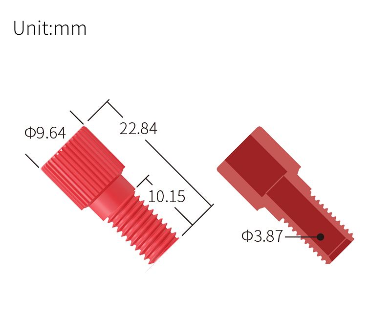 technical drawing of Colored Flangeless Nut 1/4-28 (pack of 10) - PP NU-005