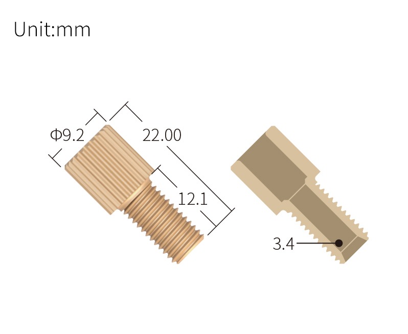 technical drawing of Flangeless Nut 1/4-28 (pack of 10) - PEEK NU-012