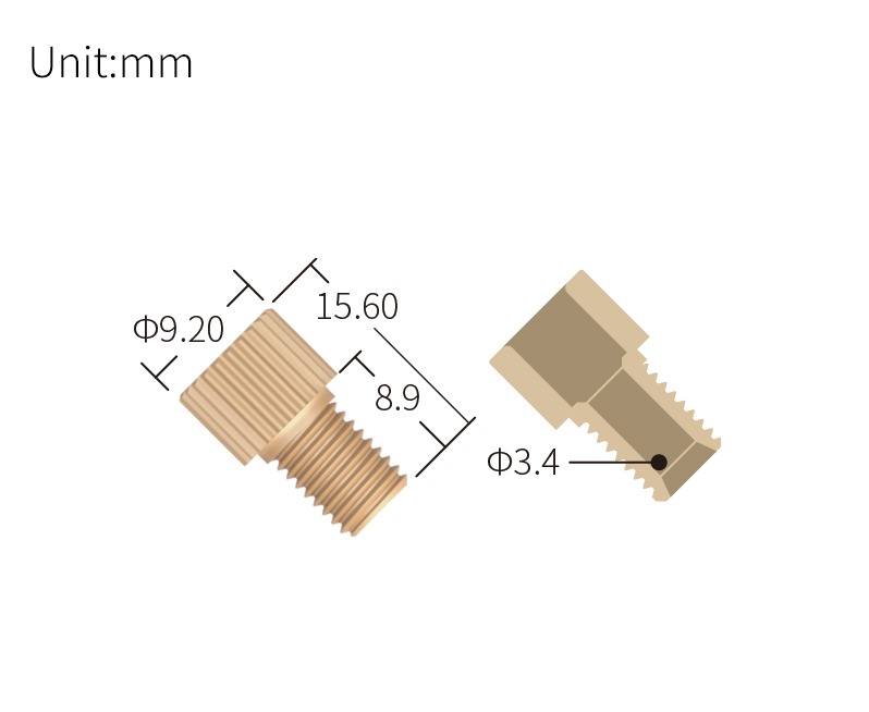 technical drawing of Flangeless Nut Short 1/4-28 (pack of 10) - PEEK NU-015