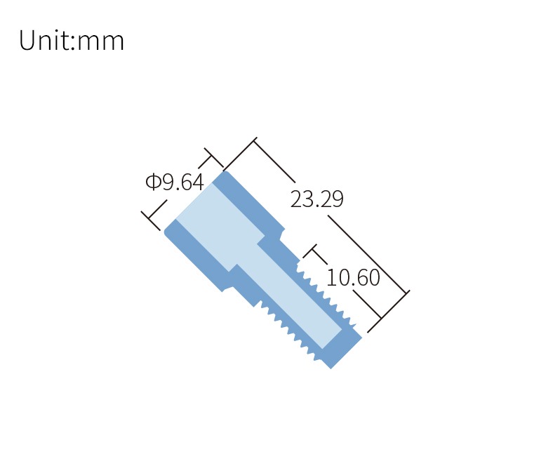 technical drawing of Threaded Plug M6 (pack of 10) - PTFE NU-017