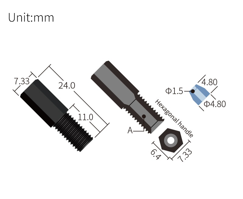 technical drawing of Antitwist Flangeless Fitting for 1/4-28 (Pack of Test Sample) – PPS ST-019