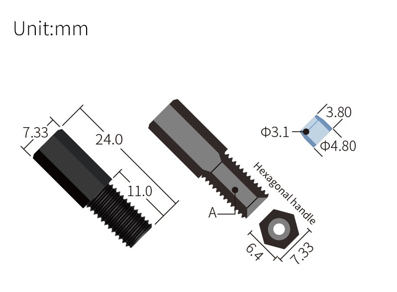 technical drawing of Antitwist Flangeless Fitting for 1/4-28 (Pack of Test Sample) – PPS ST-020